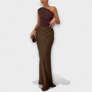 Elissa | Elegantes Ein-Schulter Falten Maxi Kleid