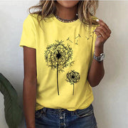 Kurzarm T Shirt Damen | Grafik-Print mit Pusteblumen-Motiv