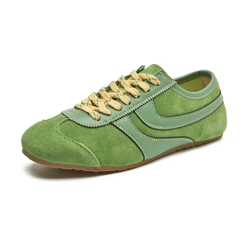Sneaker da donna in pelle vera | Scarpe da ginnastica retrò comode, bianche classiche