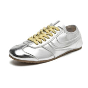Sneaker da donna in pelle vera | Scarpe da ginnastica retrò comode, bianche classiche
