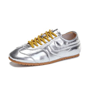 Sneaker da donna in pelle vera | Scarpe da ginnastica retrò comode, bianche classiche