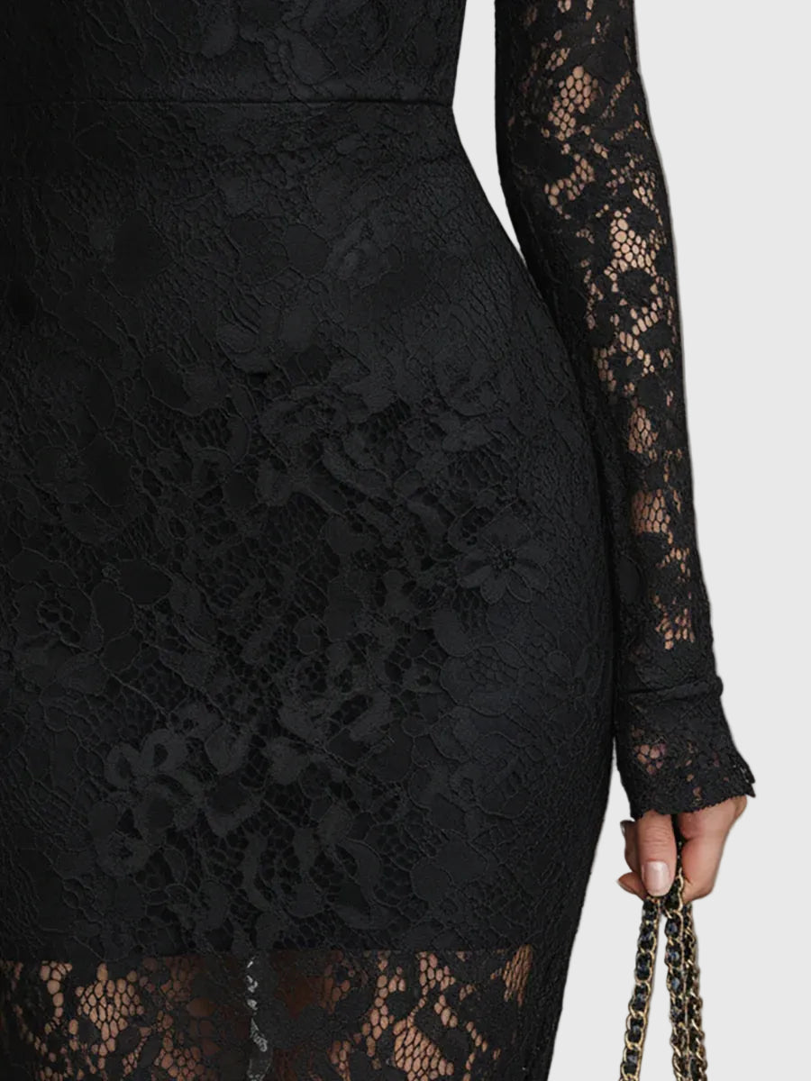 Nadine | Damen Spitzen Fischschwanz Maxikleid – Spitze Mermaid Maxi Elegant 2026