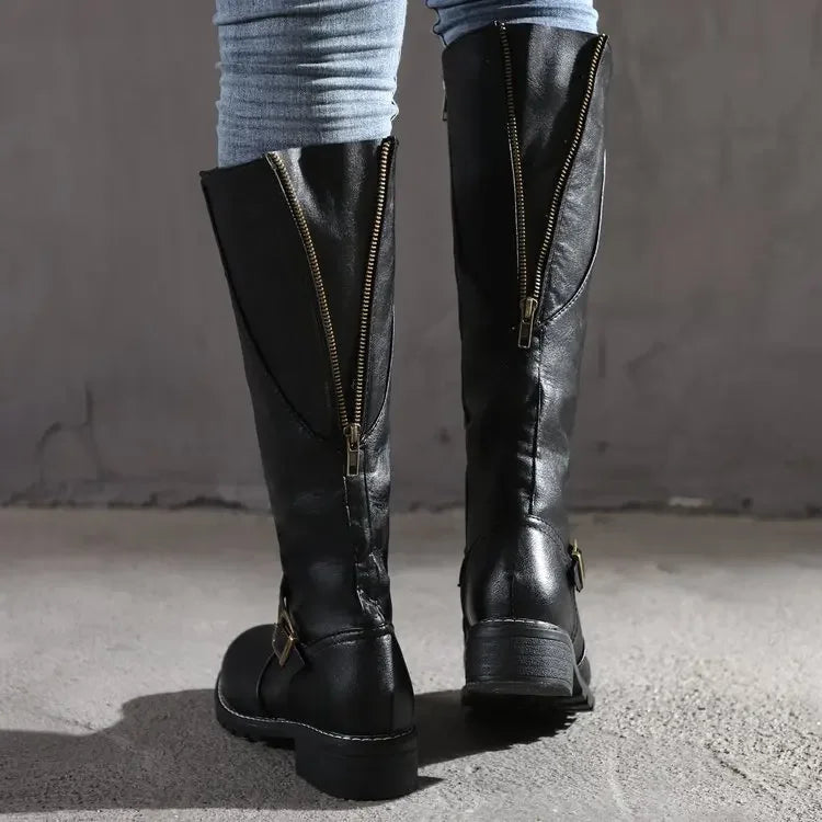 Elegante Kniehohe Stiefel mit Schnallen
