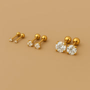 Set di orecchini eleganti color oro | Orecchini a perno in acciaio con zirconi