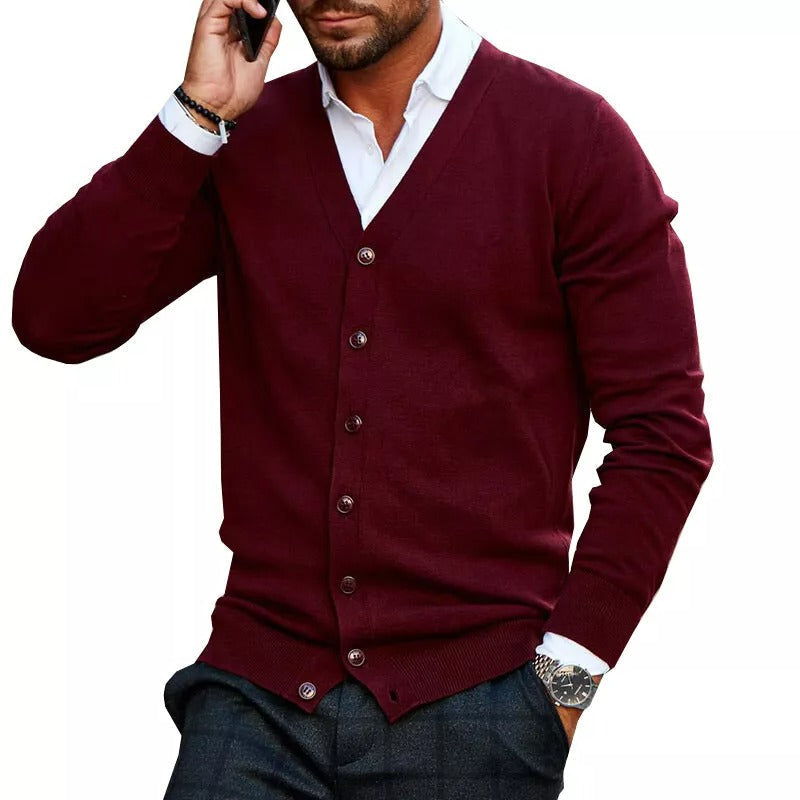 Elegante Strickjacke Herren mit V-Ausschnitt für Stil