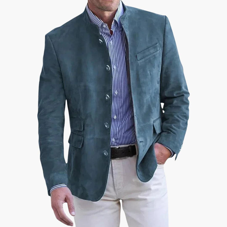 Blazer elegante da uomo con collo alla coreana | Giacca da uomo