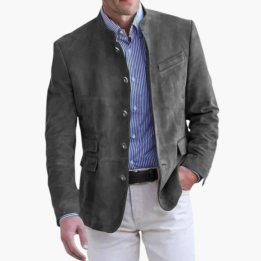 Blazer elegante da uomo con collo alla coreana | Giacca da uomo