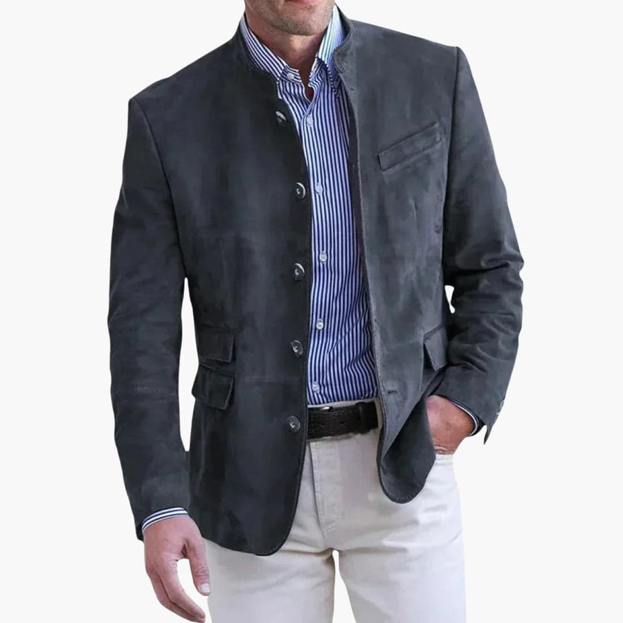 Blazer elegante da uomo con collo alla coreana | Giacca da uomo