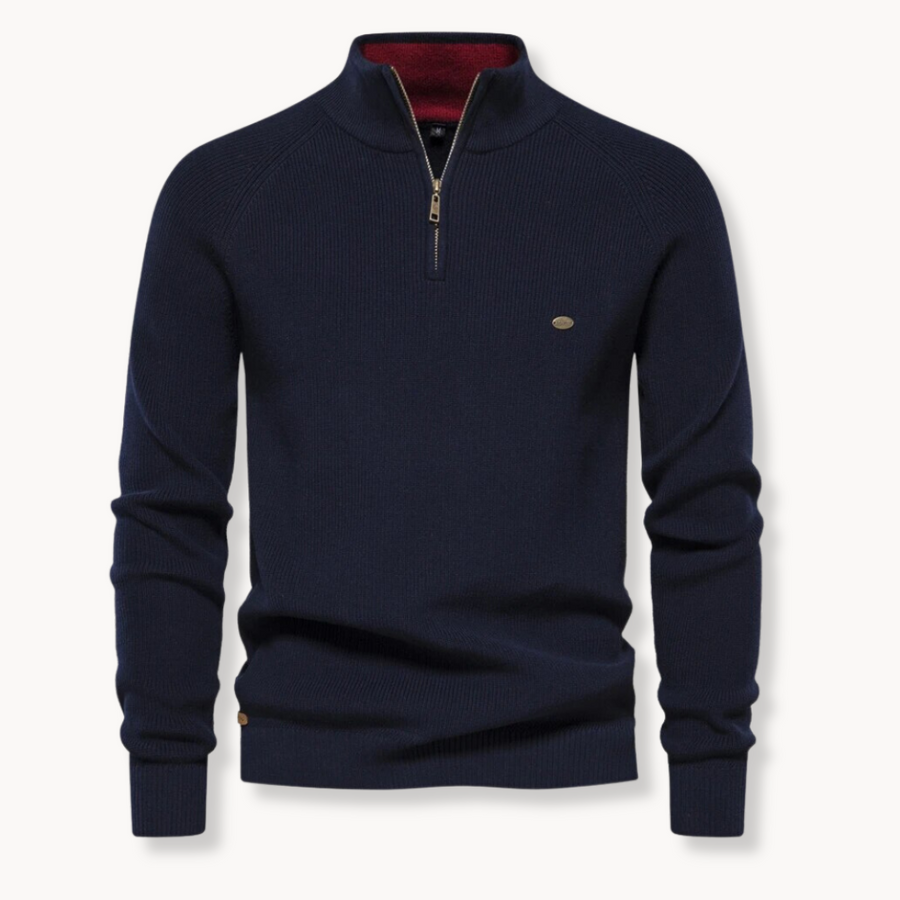 Eleganter Pullover mit Stehkragen und Zip