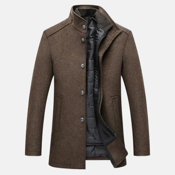 Eleganter Wollmantel mit Stehkragen für Herren