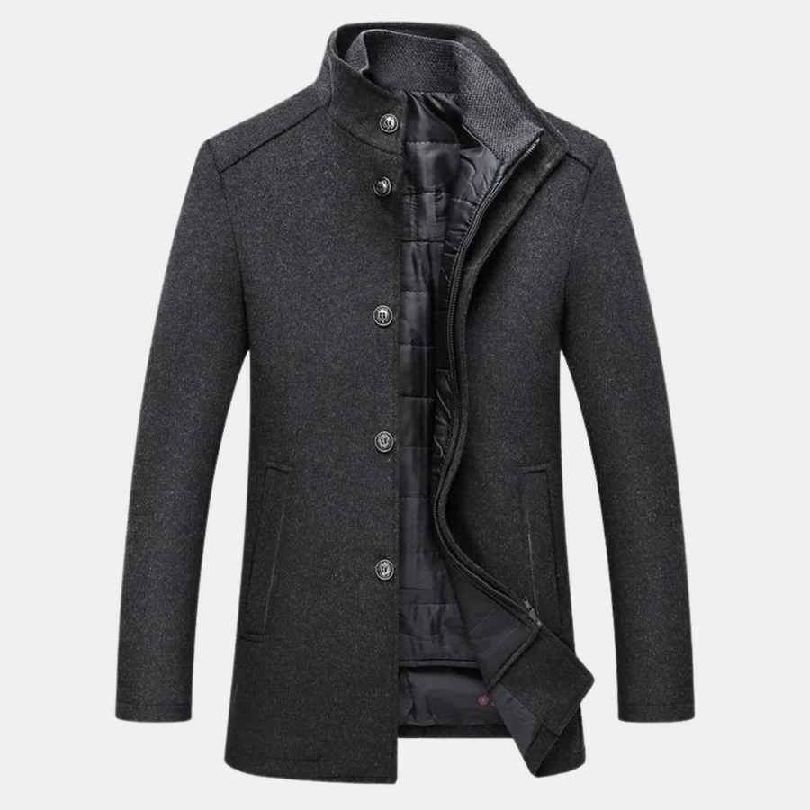 Eleganter Wollmantel mit Stehkragen für Herren