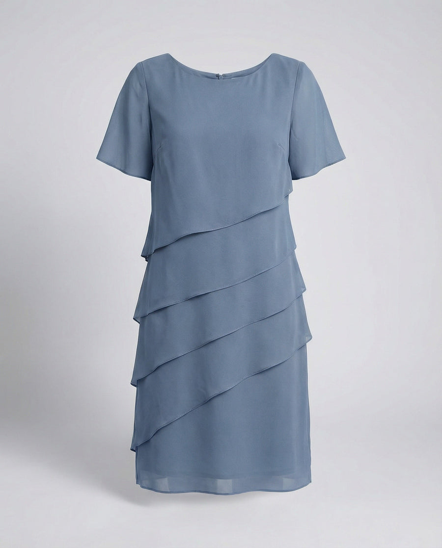 Elegantes Kleid Damen | Schlankmachender Schnitt & fließender Lagen-Look
