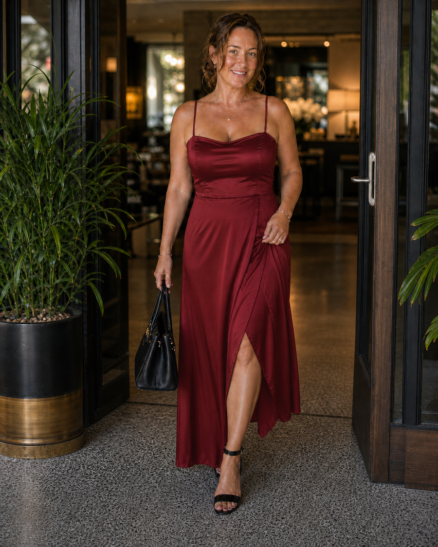 Elegante vestito da donna con spacco | Moda femminile
