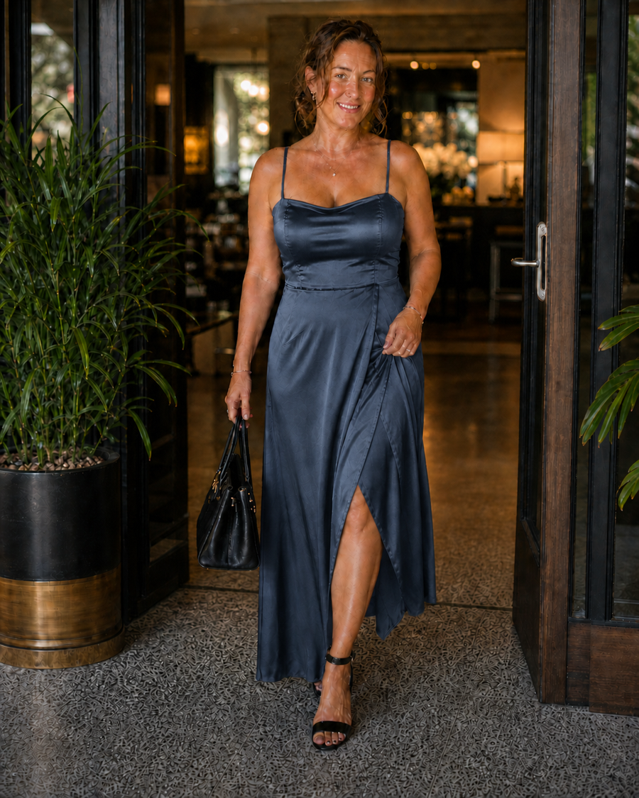 Elegante vestito da donna con spacco | Moda femminile