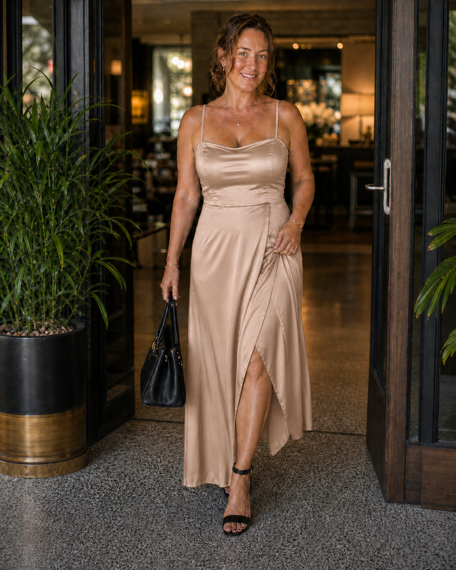 Elegante vestito da donna con spacco | Moda femminile