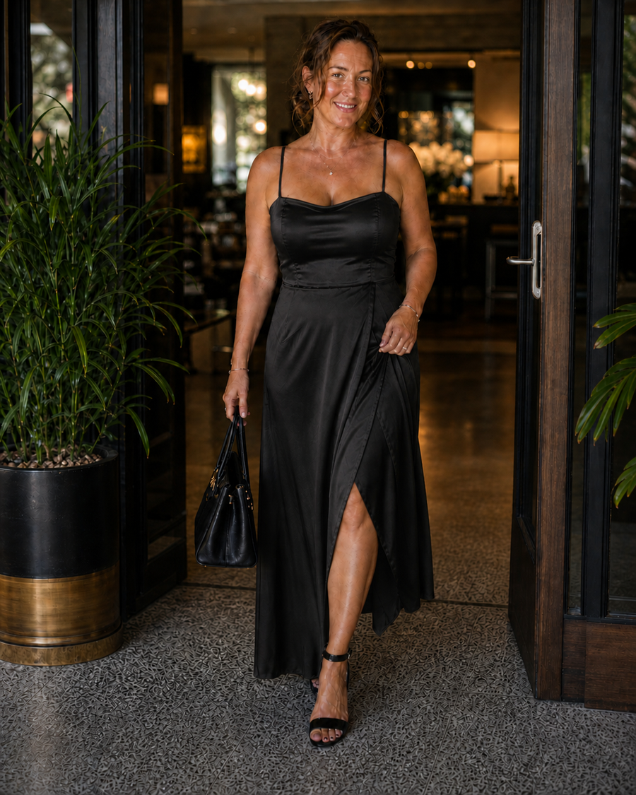 Elegante vestito da donna con spacco | Moda femminile
