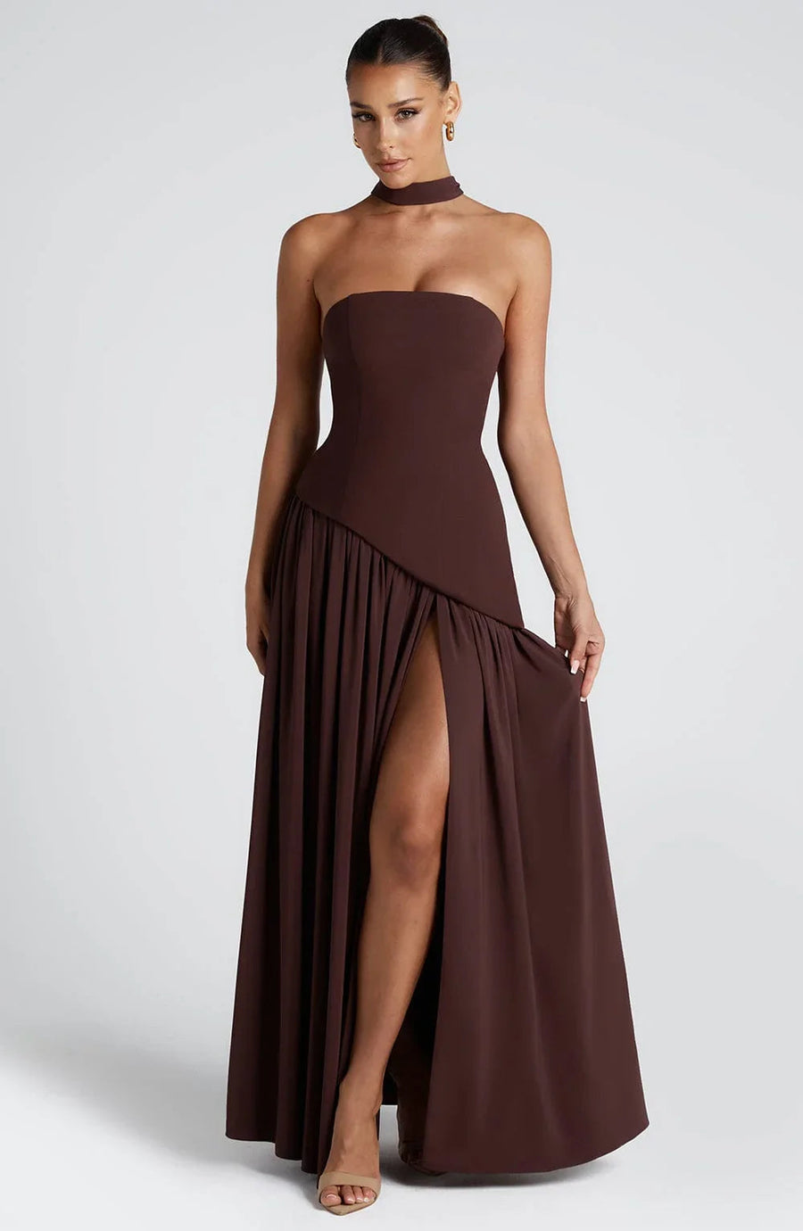 Elegantes Korsettkleid mit Schaldetail und hohem Schlitz | Damenmode