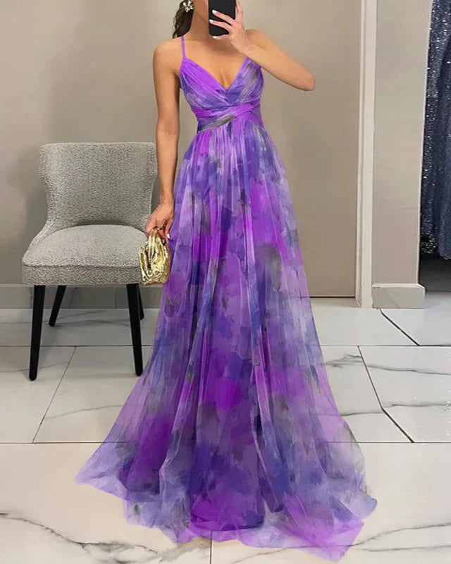 Elegantes Maxikleid mit Blumendruck für Damen Frühling