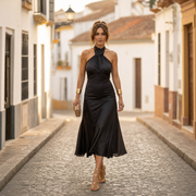 Elegantes Midikleid Damen Neckholder Tailliert