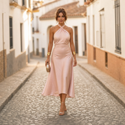 Elegantes Midikleid Damen Neckholder Tailliert