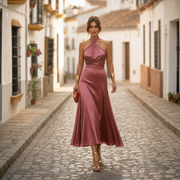 Elegantes Midikleid Damen Neckholder Tailliert