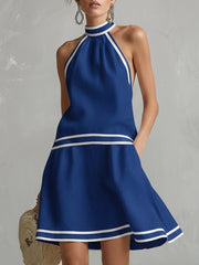 Miniabito elegante con collo halter | Misto cotone e lino