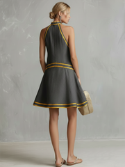 Miniabito elegante con collo halter | Misto cotone e lino