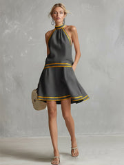Miniabito elegante con collo halter | Misto cotone e lino