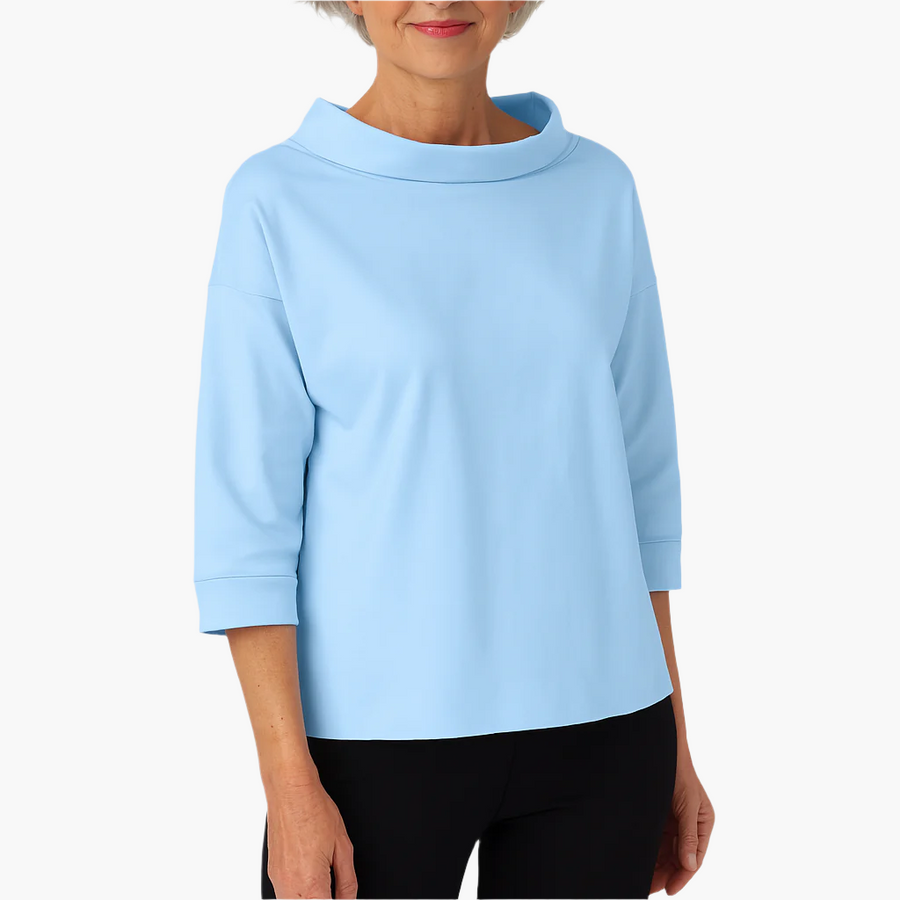 Elegantes Oberteil mit Stehkragen | Damen 3/4-Ärmel Shirt