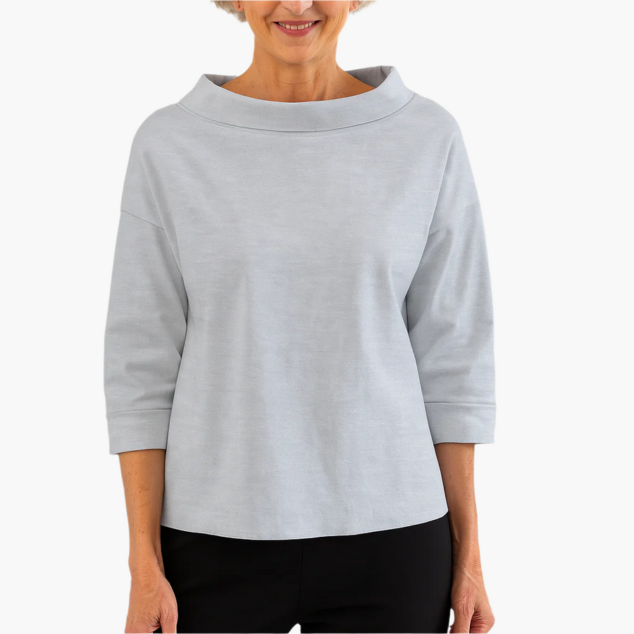 Elegantes Oberteil mit Stehkragen | Damen 3/4-Ärmel Shirt
