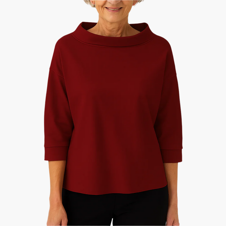Elegantes Oberteil mit Stehkragen | Damen 3/4-Ärmel Shirt