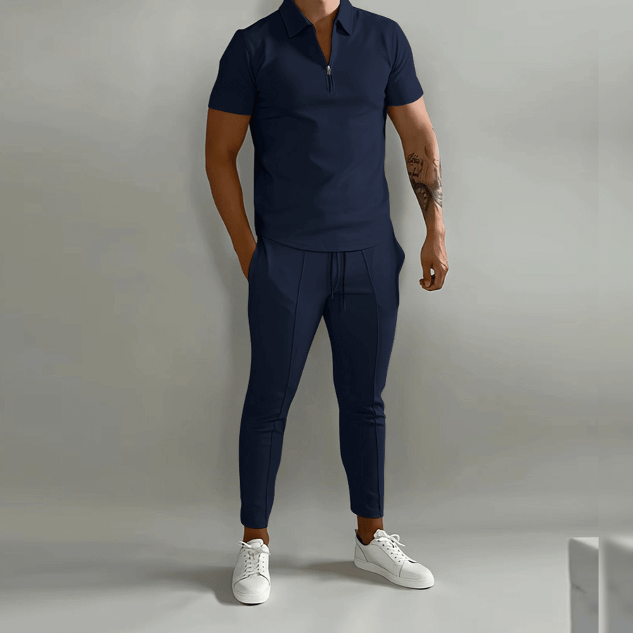 Set elegante di polo e pantaloni da uomo | Outfit smart-casual