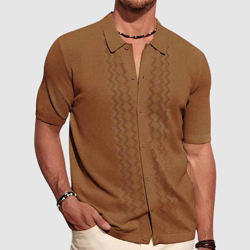 Elegante camicia estiva a maglia | Camicia uomo manica corta