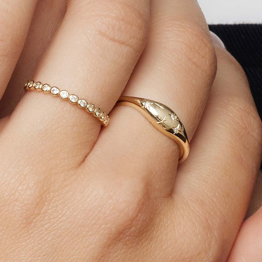 Goldene Diamantkuppelring