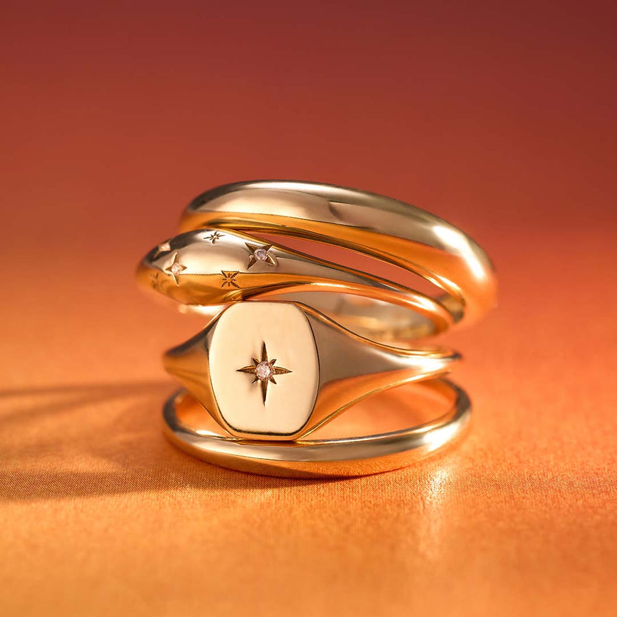 Goldene Diamantkuppelring