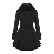 Winterjacke Damen Lang Mit Gürtel und Kapuze | Mit Knöpfen und Seitentaschen
