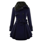 Winterjacke Damen Lang Mit Gürtel und Kapuze | Mit Knöpfen und Seitentaschen