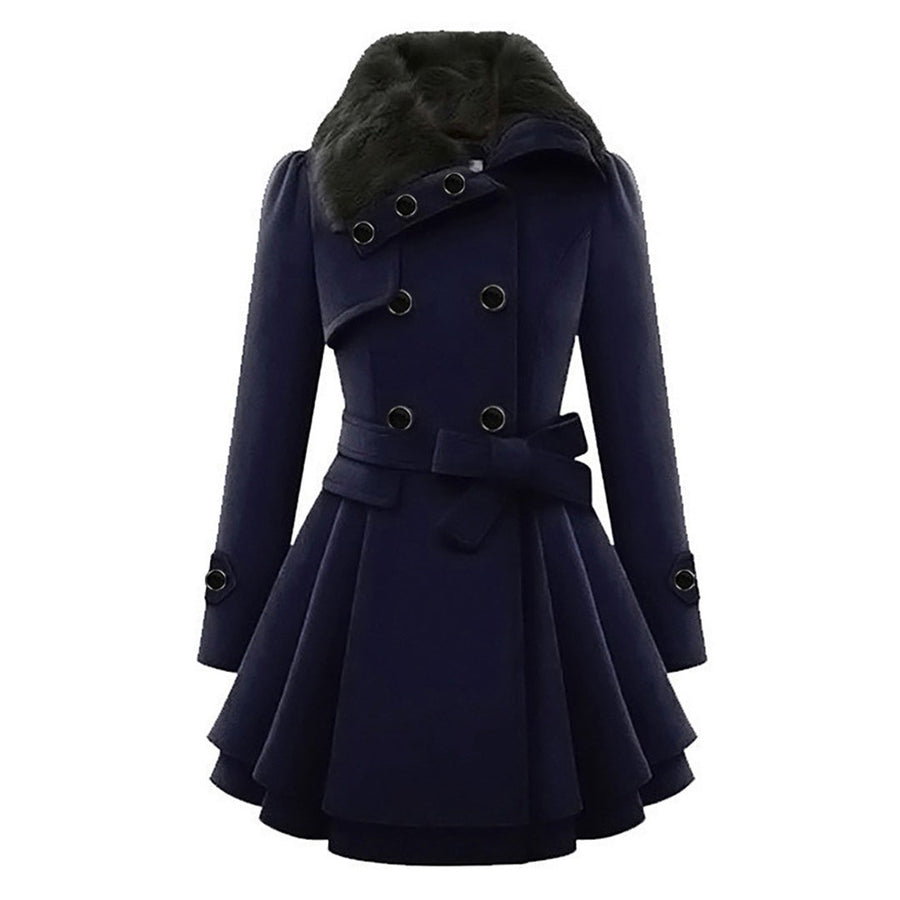 Winterjacke Damen Lang Mit Gürtel und Kapuze | Mit Knöpfen und Seitentaschen
