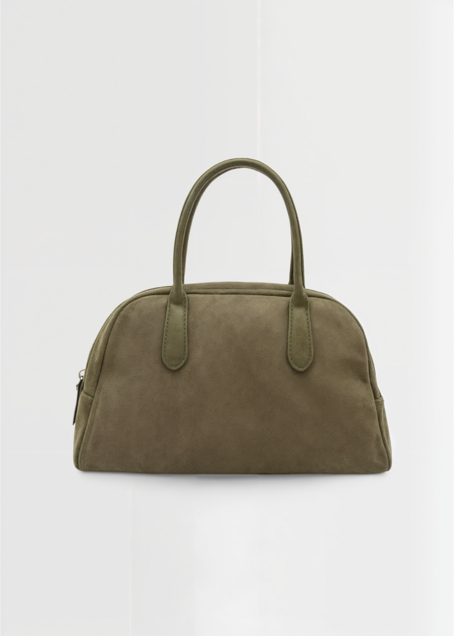 Echte Wildleder Handtasche Damen – Kleine Schultertasche mit Reißverschluss