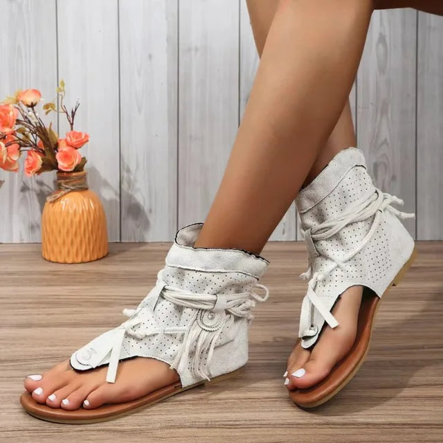 Heidi-Mode | Retro Vintage Wildleder Frauen Sandalen