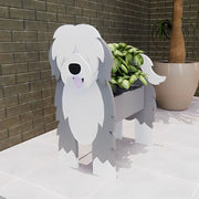 Blumentopf mit Englischem Schäferhund-Motiv