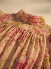Rosa | Damen Blumen Chiffonkleid – Romantisches Sommerkleid mit Aquarell-Print für Hochzeit 2026