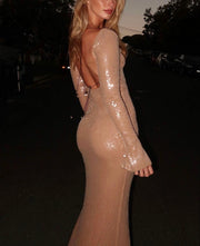 Glitzerndes Maxikleid Mit Kordelzug Für Frauen