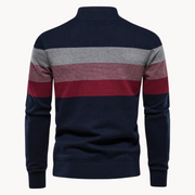 Lässiger Gestreifter Strickpullover Für Herren | Stehkragen