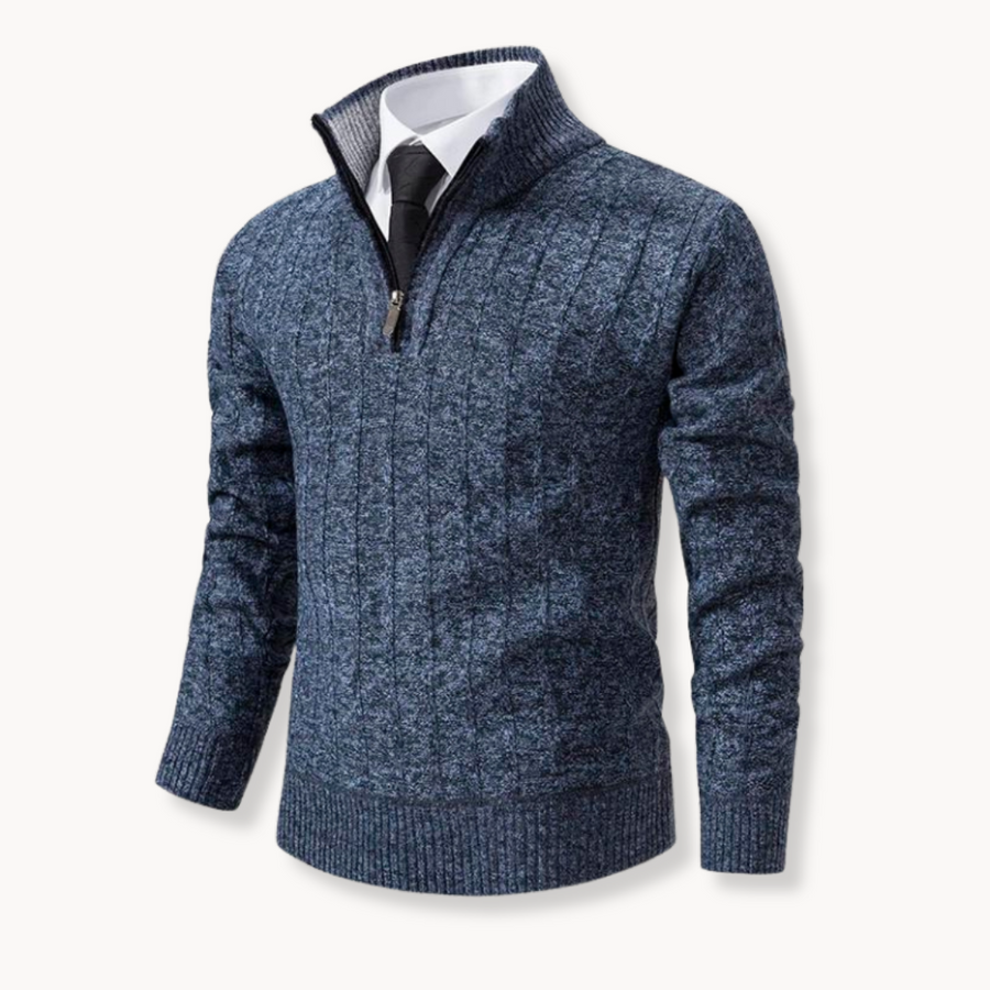 Viktor | Gestrickter Pullover mit Viertelreißverschluss
