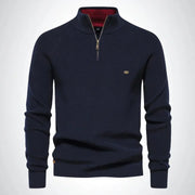 Klassischer Herrenpullover Mit Halbem Reißverschluss | Stehkragen