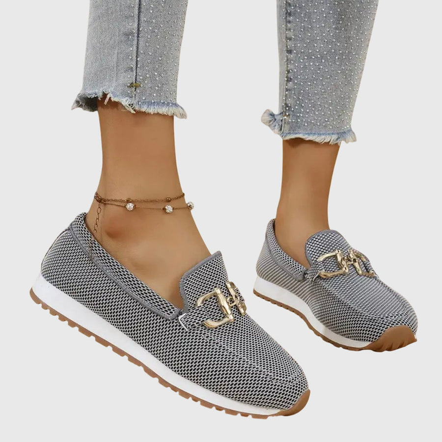 Fabianna Damen-Loafer mit Schnalle und Strukturfinish