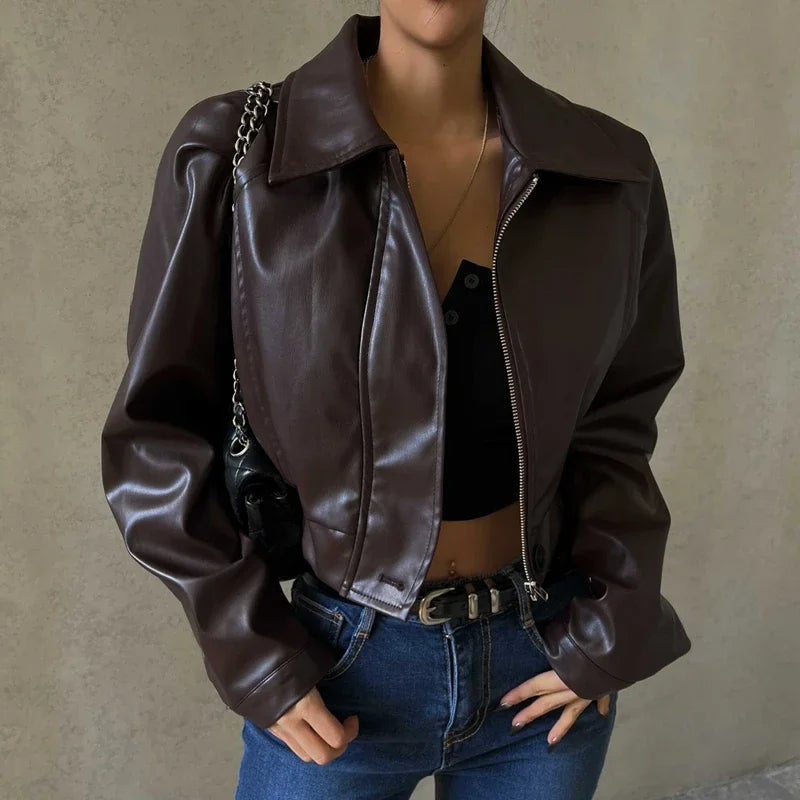 Colleen Vintage kurze Kunstlederjacke