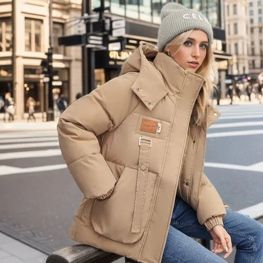 Damen Winter Daunenjacke mit Kapuze – Stylische, warme Pufferjacke für kalte Tage