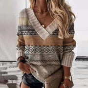 Stilvoller Gestrickter Pullover Für Damen | V-Ausschnitt